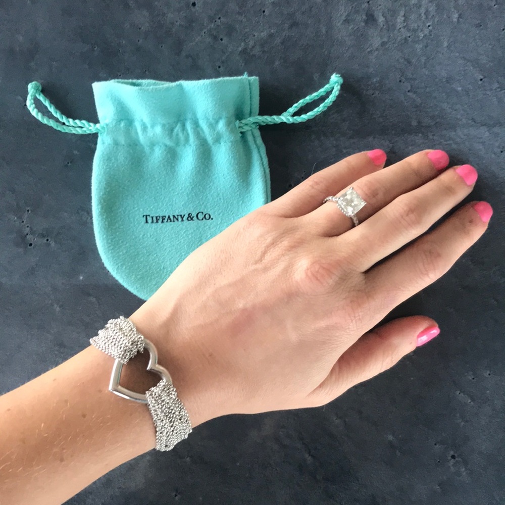Tiffany & Co Silver Heart Mesh Chain Bracelet
